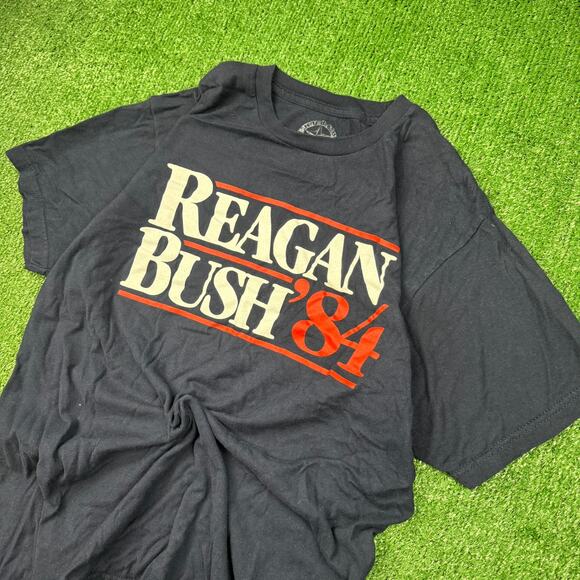 Reagan Bush 1984 Election Campaign Navy Tee Shirt Size Large 90s 80s - Picture 1 of 5